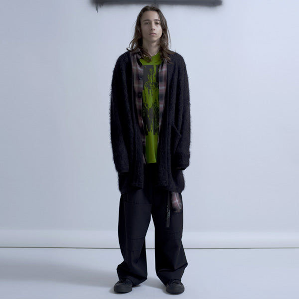 WOOL GABARDINE PATCHWORK WIDE SLACKS