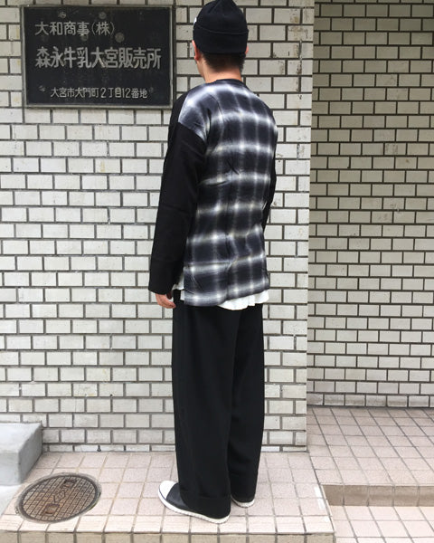 WOOL GABARDINE PATCHWORK WIDE SLACKS