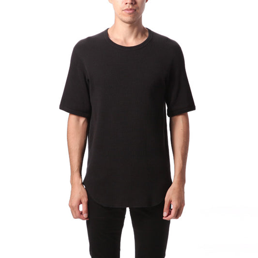  変則ワッフル クルーネック半袖  