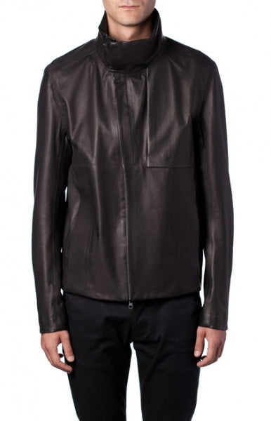 ラムレザー3レイヤー スタンドカラーブルゾン