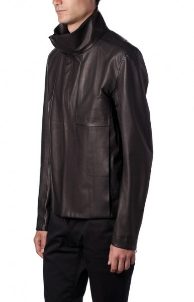 ラムレザー3レイヤー スタンドカラーブルゾン