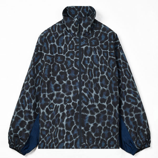 STAND COLLAR BLOUSON NYLON WASHER INKJET LEOPARD