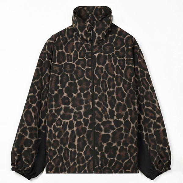 STAND COLLAR BLOUSON NYLON WASHER INKJET LEOPARD