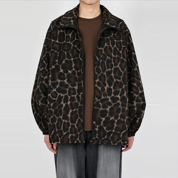 STAND COLLAR BLOUSON NYLON WASHER INKJET LEOPARD