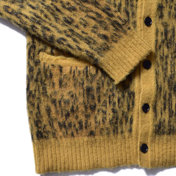 Kid Mohair Leopard Knit Long Cardigan