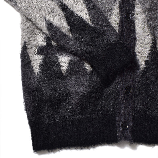 Kid Mohair Argyle Washed Knit Long Cardigan