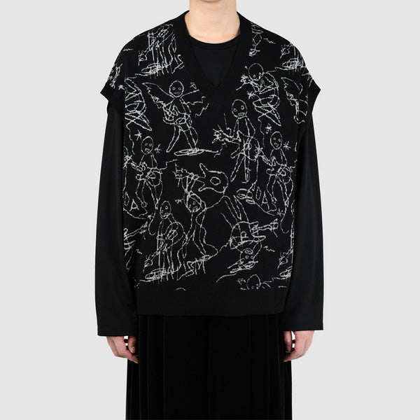 WOOL WJQ KNIT BIG VEST