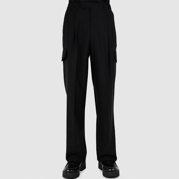 WOOL GABARDINE 2TUCK CARGO SLACKS