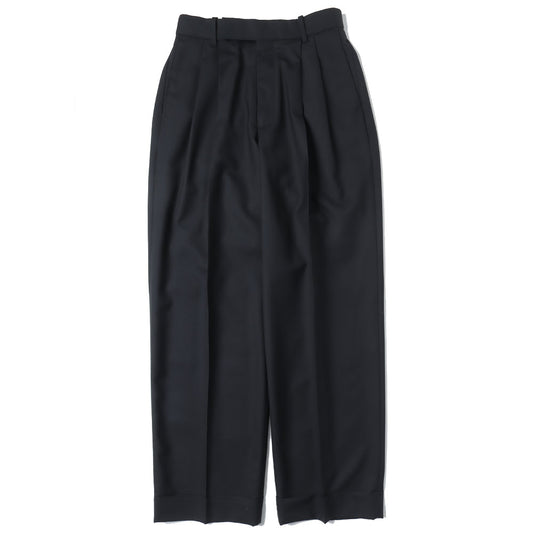  DOUBLE PLEATED CLASSIC WIDE TROUSERS SUPER120s WOOL TROPICAL  