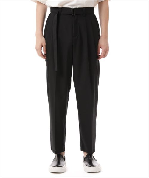 HARD TWISTED WOOL TROPICAL BELTED PANTS