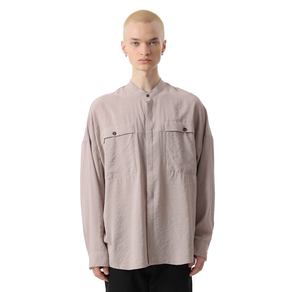 RY/NY LAWN OVERSIZED BAND COLLAR L/S SHIRT