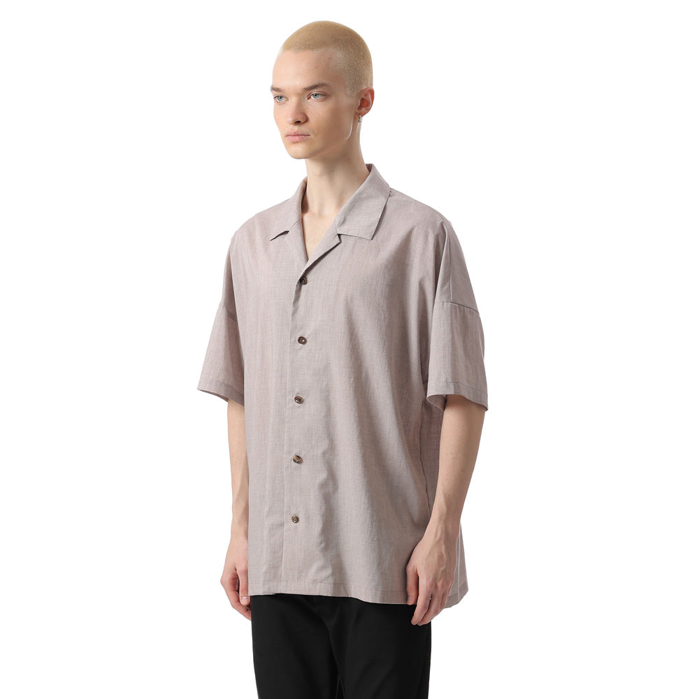 PE/LI POPLIN OPEN COLLAR S/S SHIRT