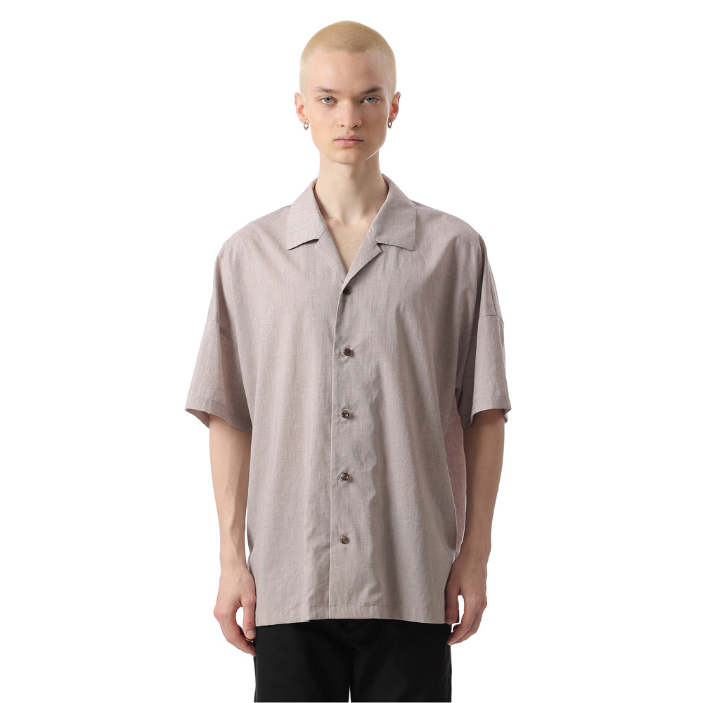PE/LI POPLIN OPEN COLLAR S/S SHIRT