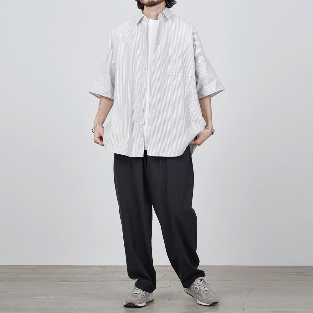 WIDE SHIRT S/S ORGANIC COTTON OXFORD STRIPE
