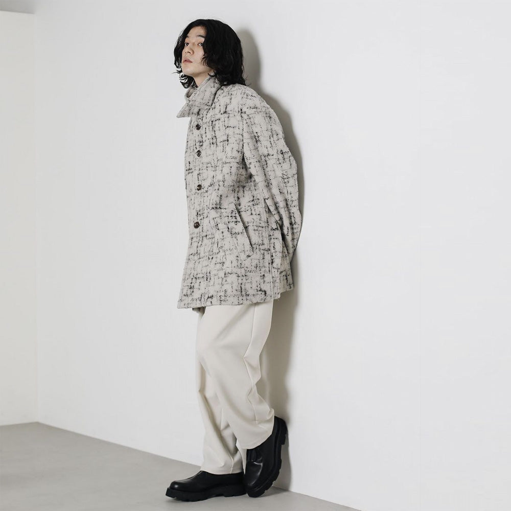 SPLASHED TWEED HALF COAT