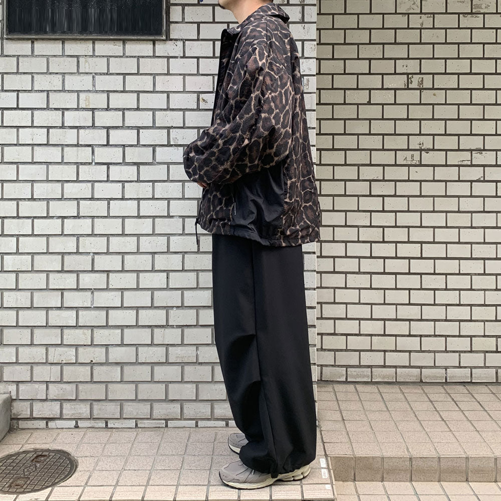 STAND COLLAR BLOUSON NYLON WASHER INKJET LEOPARD