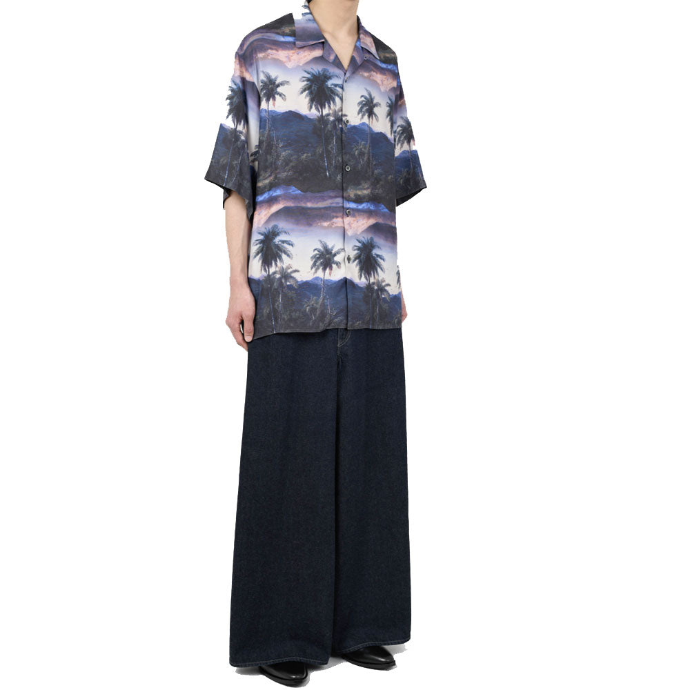 RAYON ETTE S/S OPEN COLLAR SHIRT INKJET (PALMTREE)