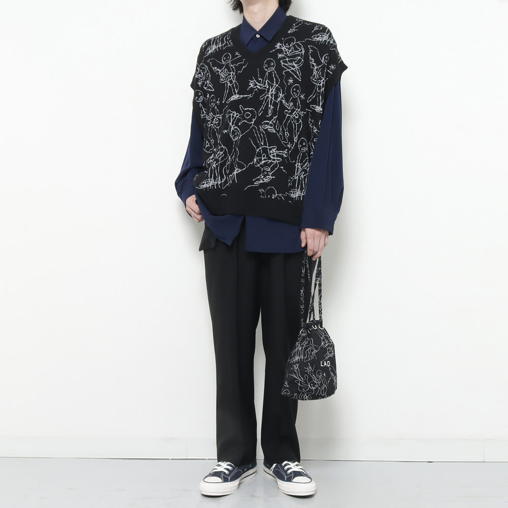 WOOL GABARDINE 2TUCK CARGO SLACKS