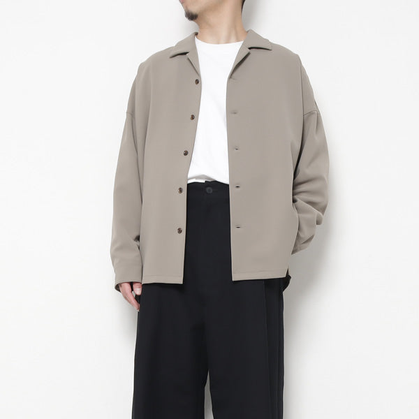 PE STRETCH DOUBLE CLOTH OPEN COLLAR L/S SHIRT