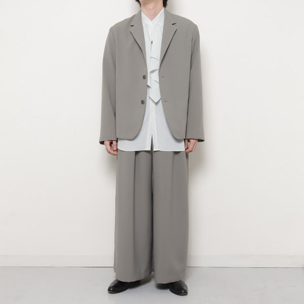 POLYESTER TROPICAL GATHER WIDE FLARE PANTS