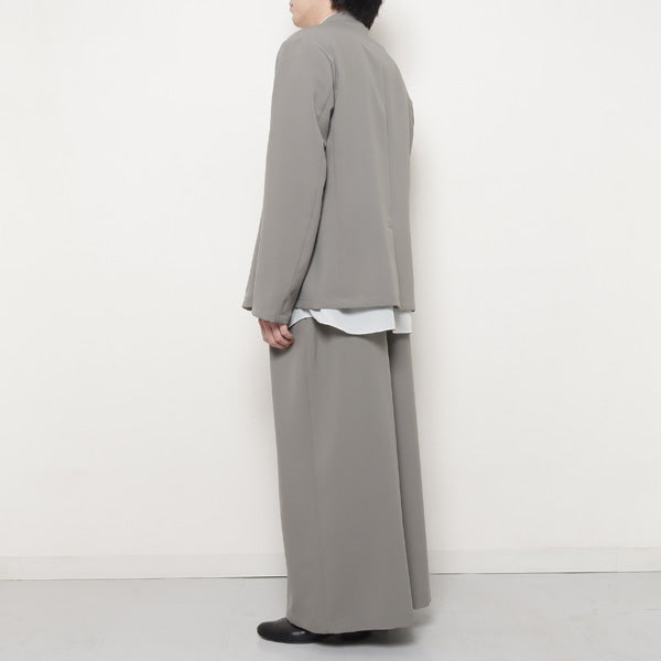 POLYESTER TROPICAL GATHER WIDE FLARE PANTS