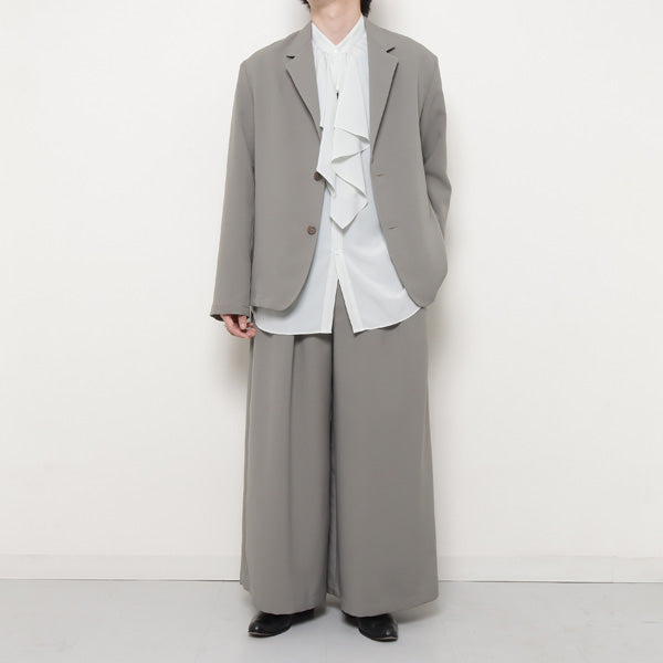 POLYESTER TROPICAL GATHER WIDE FLARE PANTS