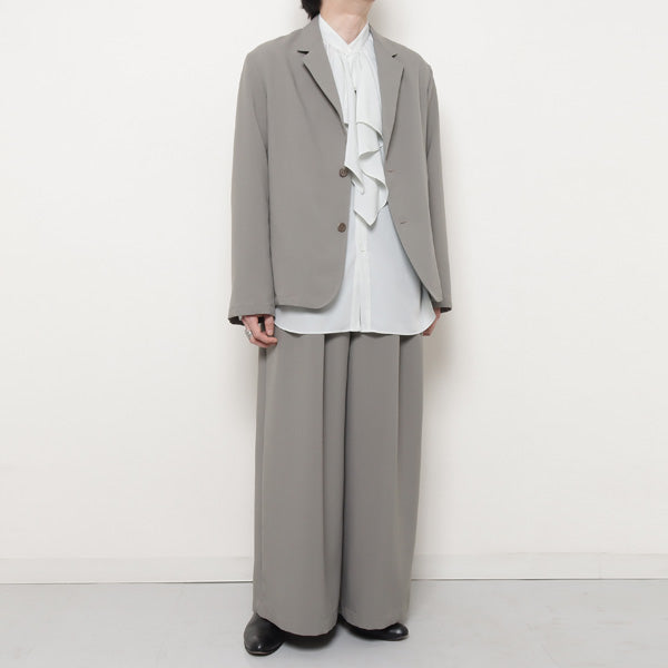 POLYESTER TROPICAL GATHER WIDE FLARE PANTS