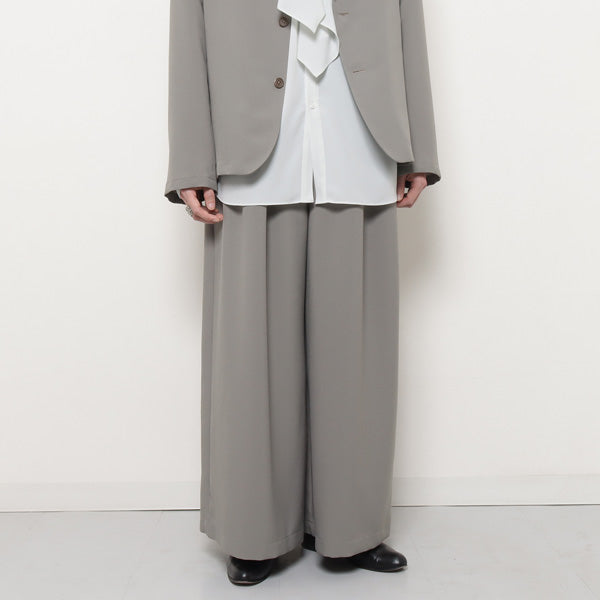 POLYESTER TROPICAL GATHER WIDE FLARE PANTS