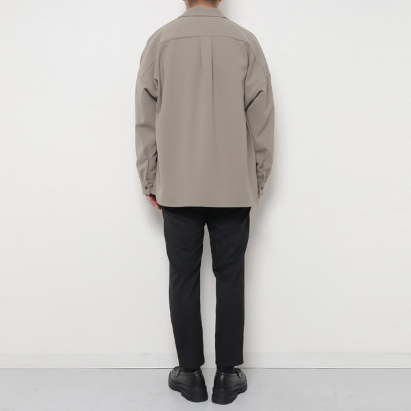 PE STRETCH DOUBLE CLOTH OPEN COLLAR L/S SHIRT