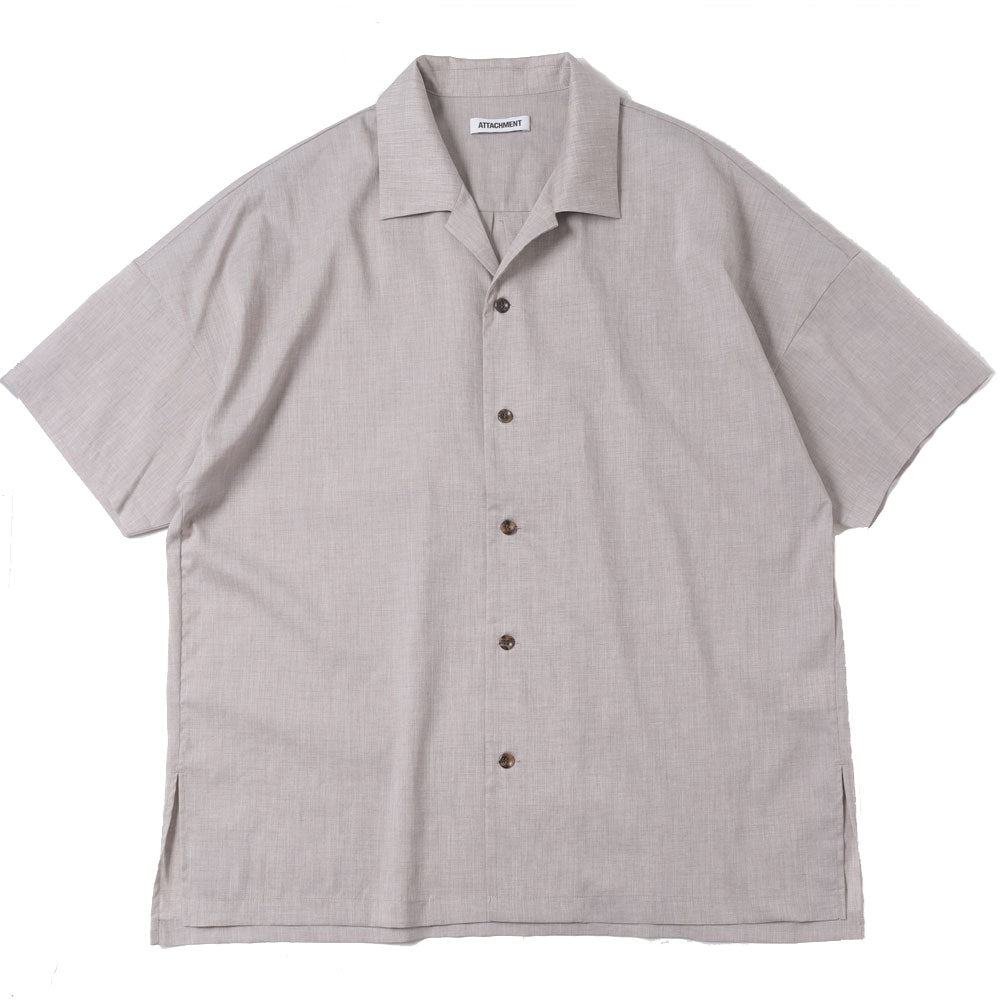 PE/LI POPLIN OPEN COLLAR S/S SHIRT