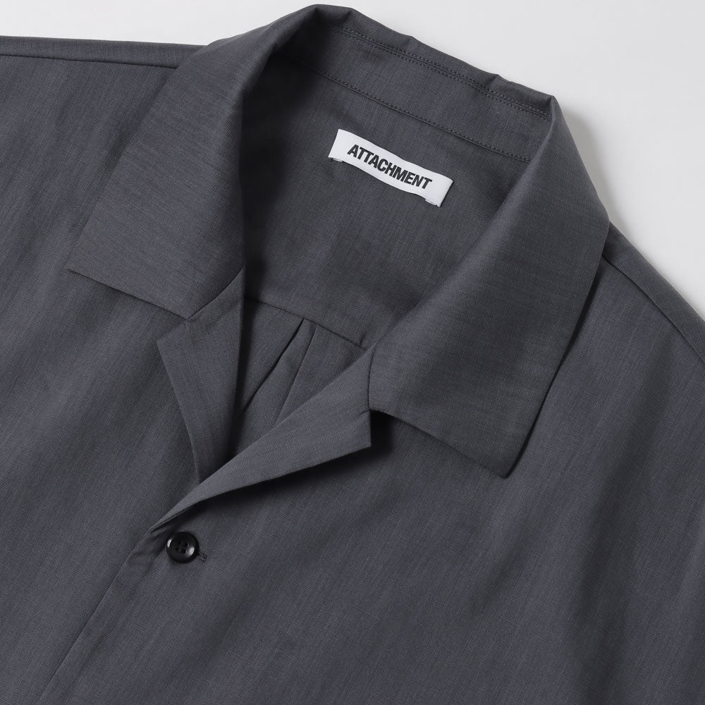 PE/LI POPLIN OPEN COLLAR S/S SHIRT