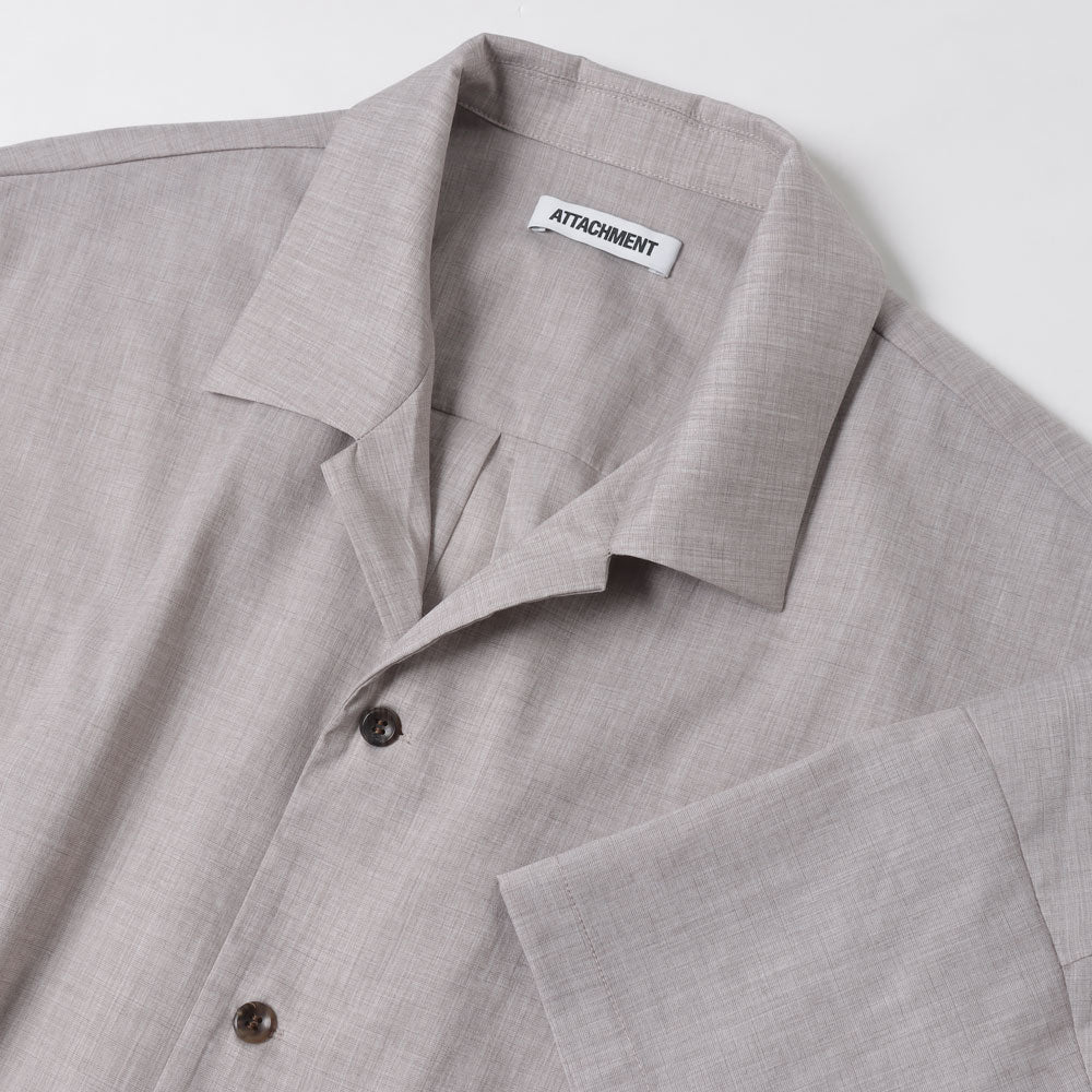 PE/LI POPLIN OPEN COLLAR S/S SHIRT