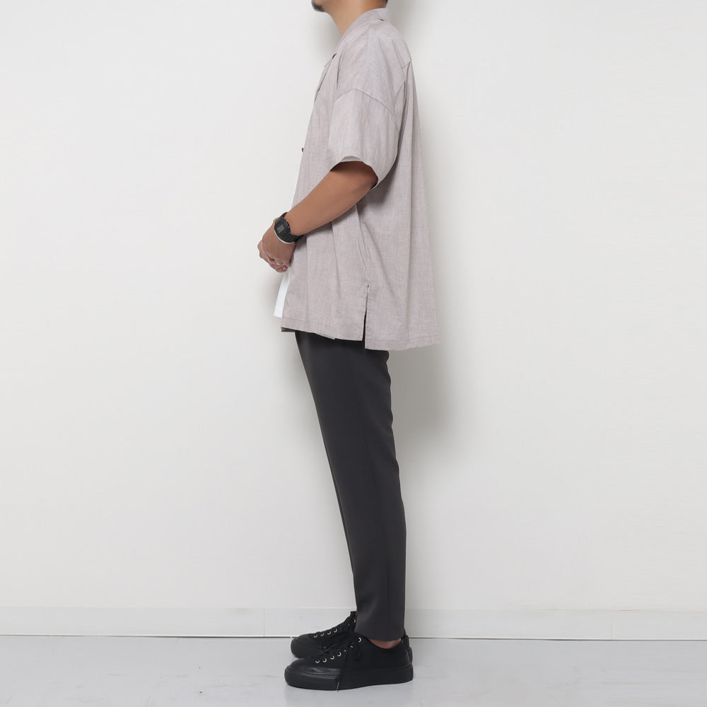 PE/LI POPLIN OPEN COLLAR S/S SHIRT