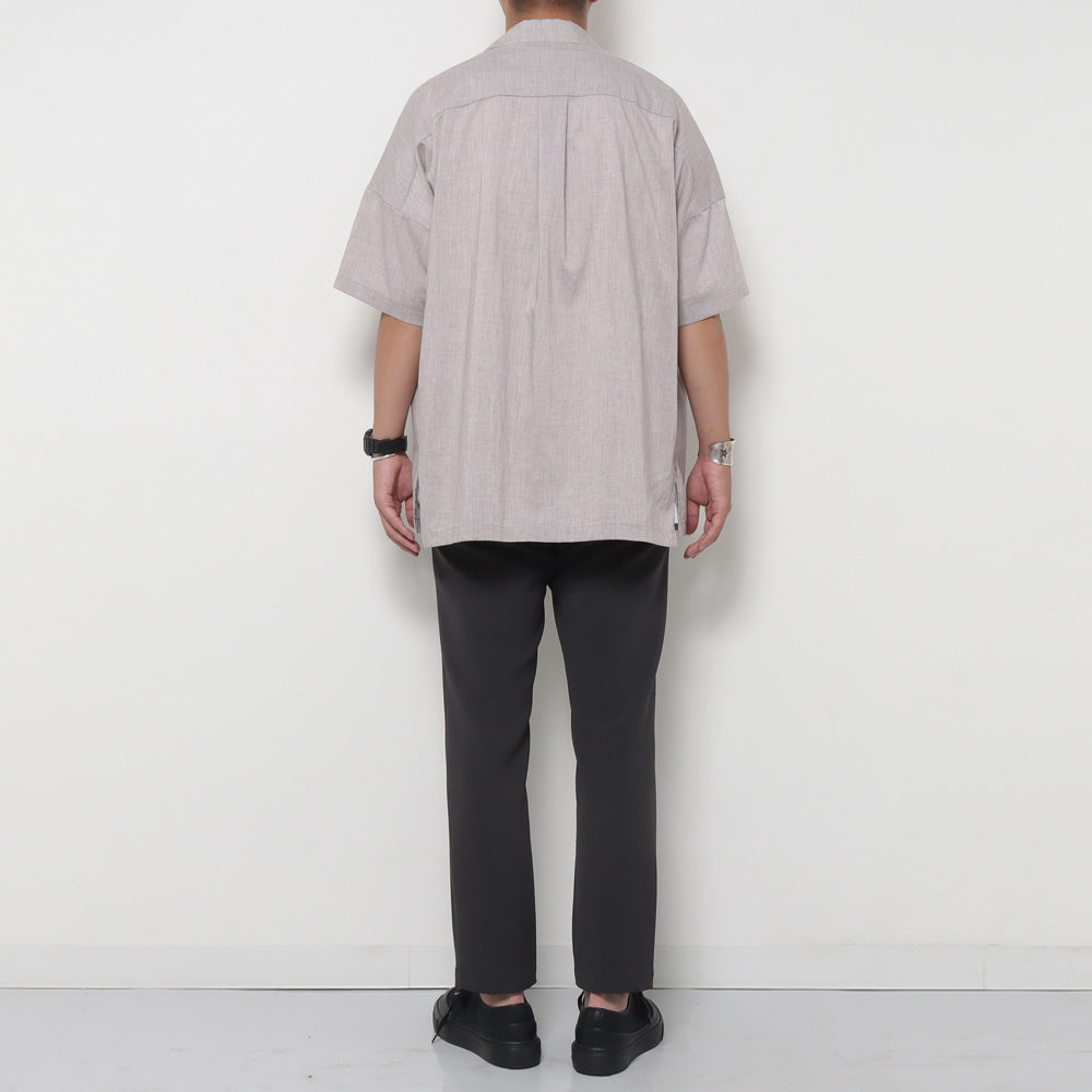 PE/LI POPLIN OPEN COLLAR S/S SHIRT