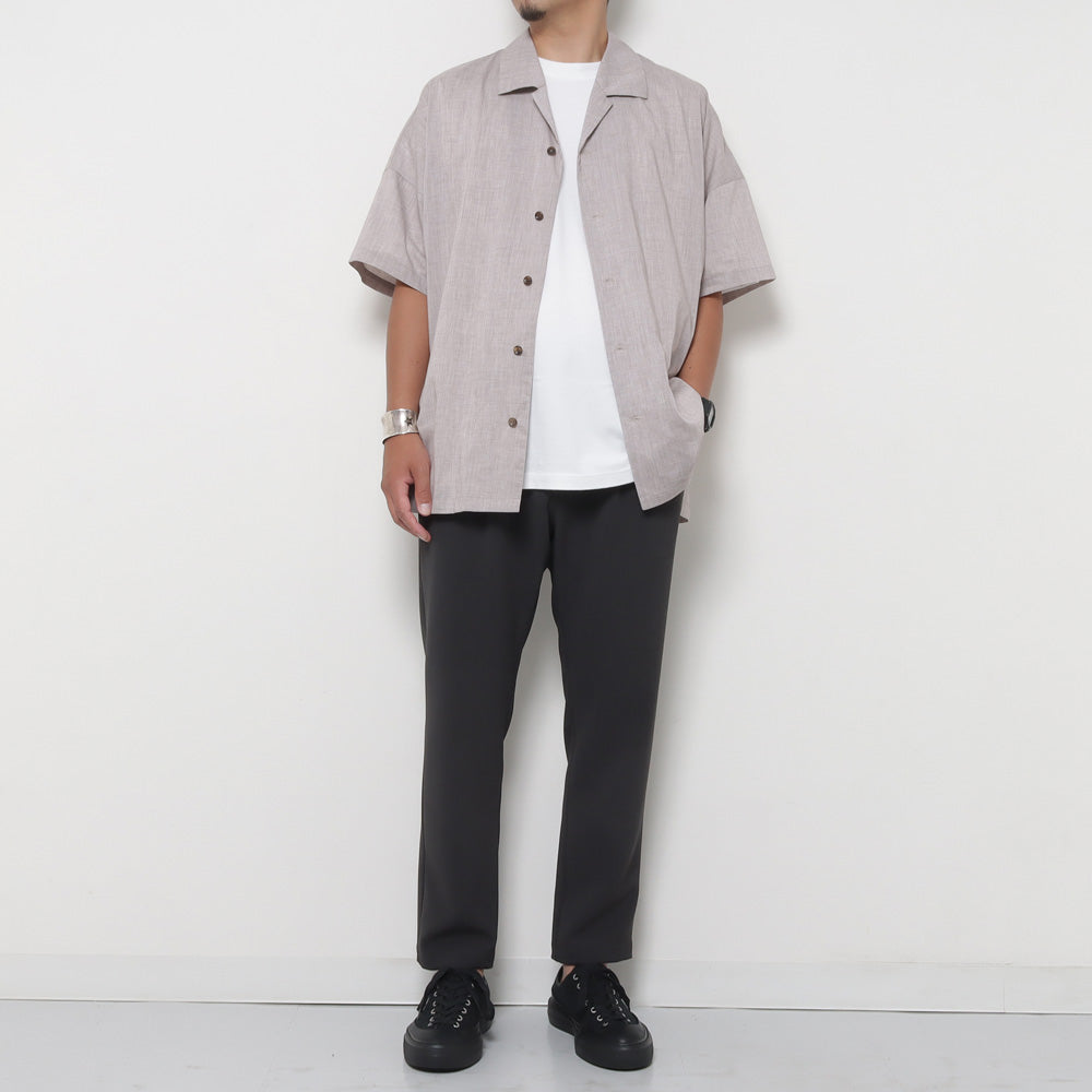 PE/LI POPLIN OPEN COLLAR S/S SHIRT