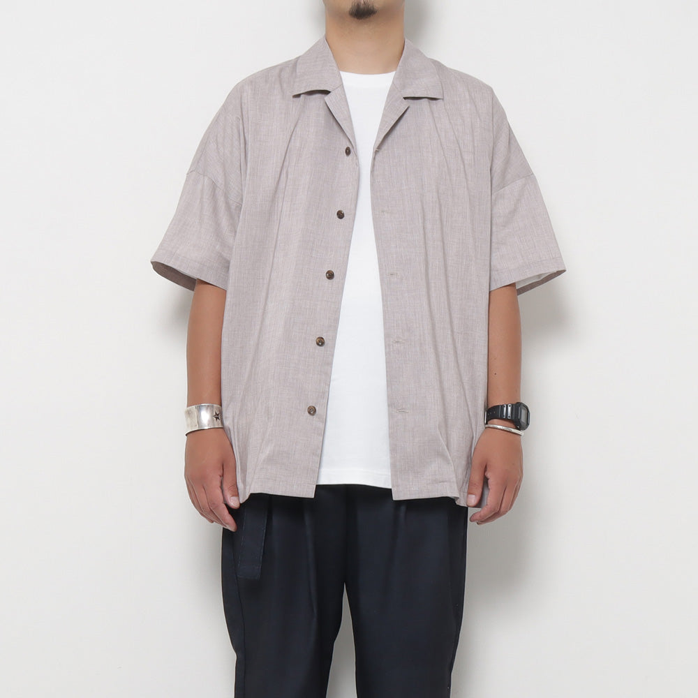 PE/LI POPLIN OPEN COLLAR S/S SHIRT