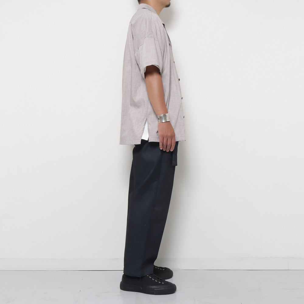 PE/LI POPLIN OPEN COLLAR S/S SHIRT