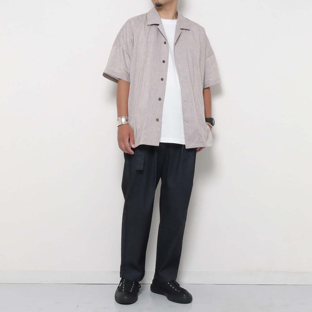 PE/LI POPLIN OPEN COLLAR S/S SHIRT