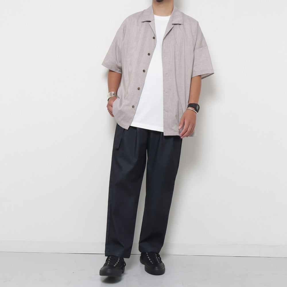 PE/LI POPLIN OPEN COLLAR S/S SHIRT