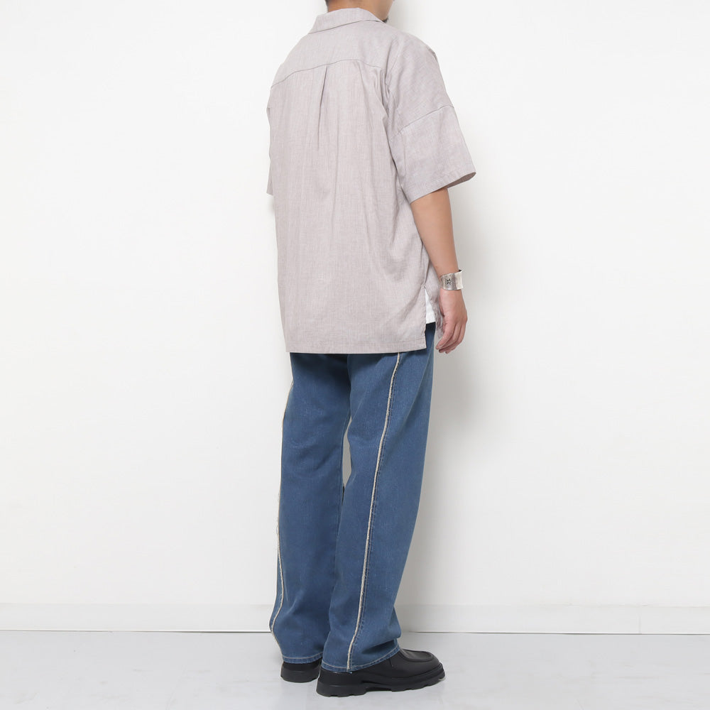 PE/LI POPLIN OPEN COLLAR S/S SHIRT