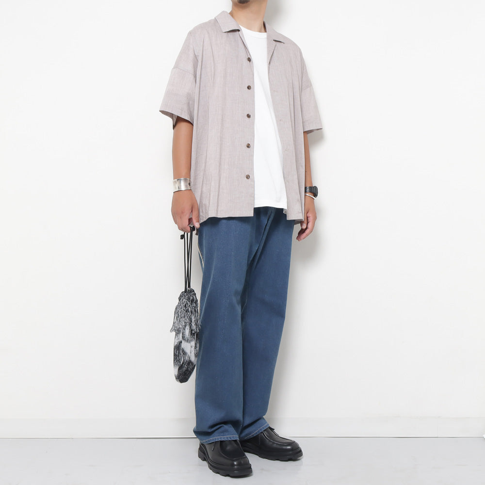PE/LI POPLIN OPEN COLLAR S/S SHIRT