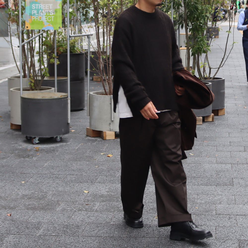 PLEATED WIDE TROUSERS ORGANIC COTTON TWILL