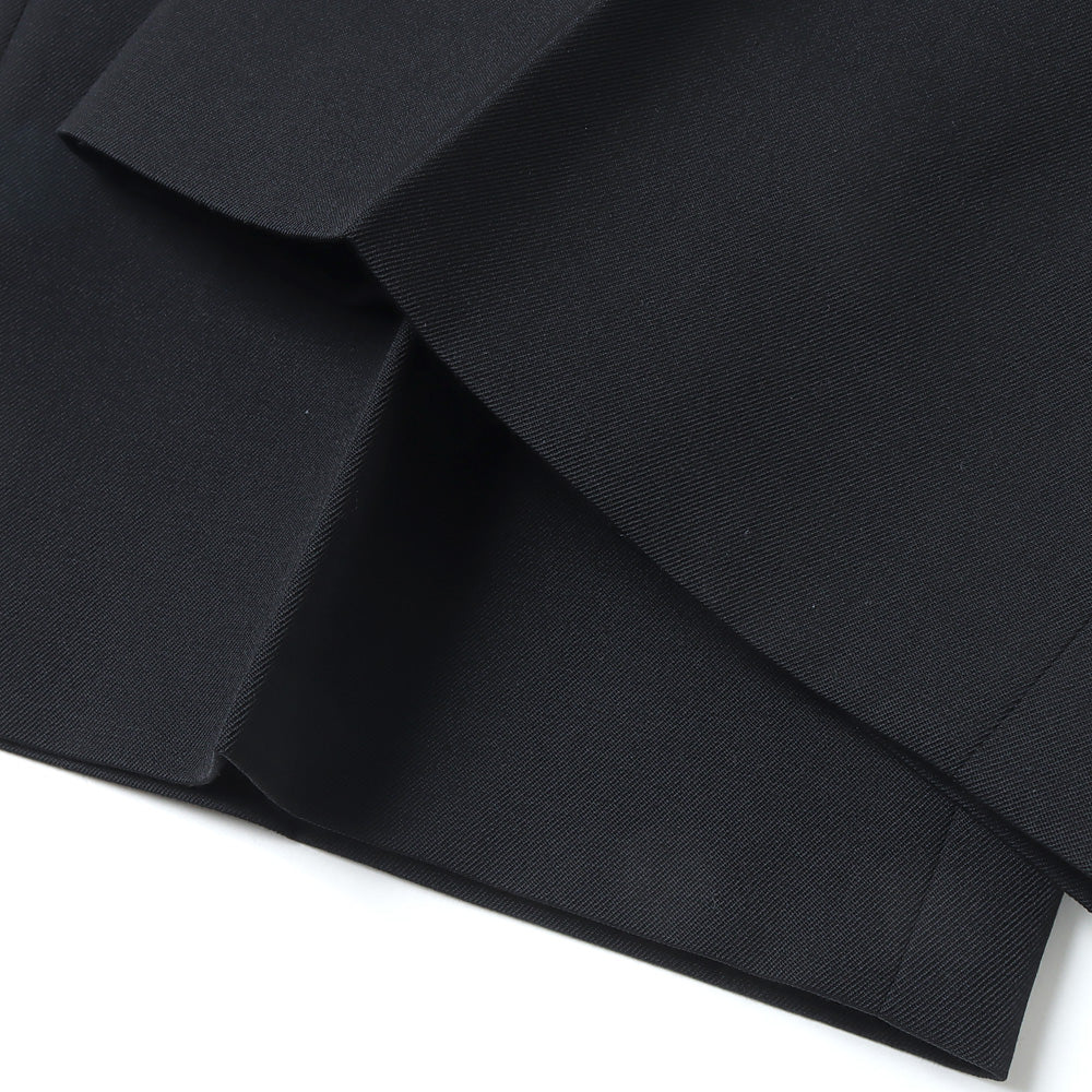 PURE BLACK WOOL GABERDINE 1-TUCK BAGGY SLACKS