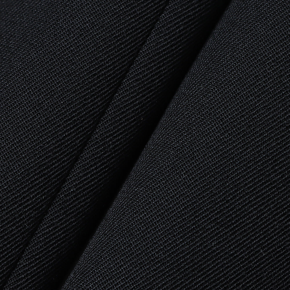 PURE BLACK WOOL GABERDINE 1-TUCK BAGGY SLACKS