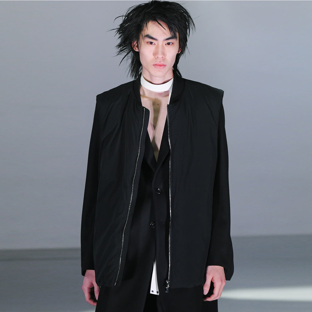 NY TAFFETA COLLARLESS DOWN VEST