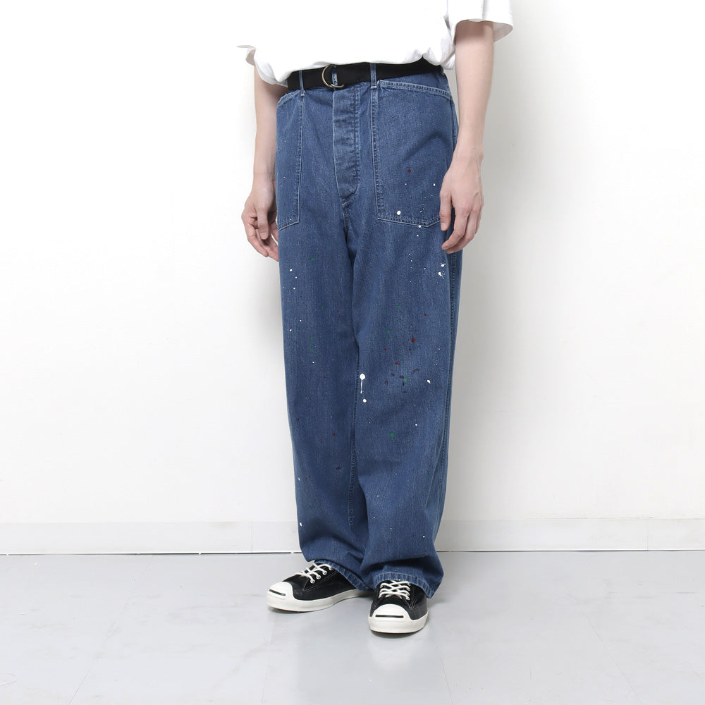 M-35 PAINTED PANTS 10oz ORGANIC COTTON INDIGO DENIM