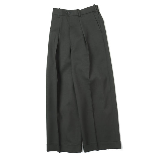  PLEATED WIDE TROUSERS ORGANIC WOOL HEAVY TROPICAL  