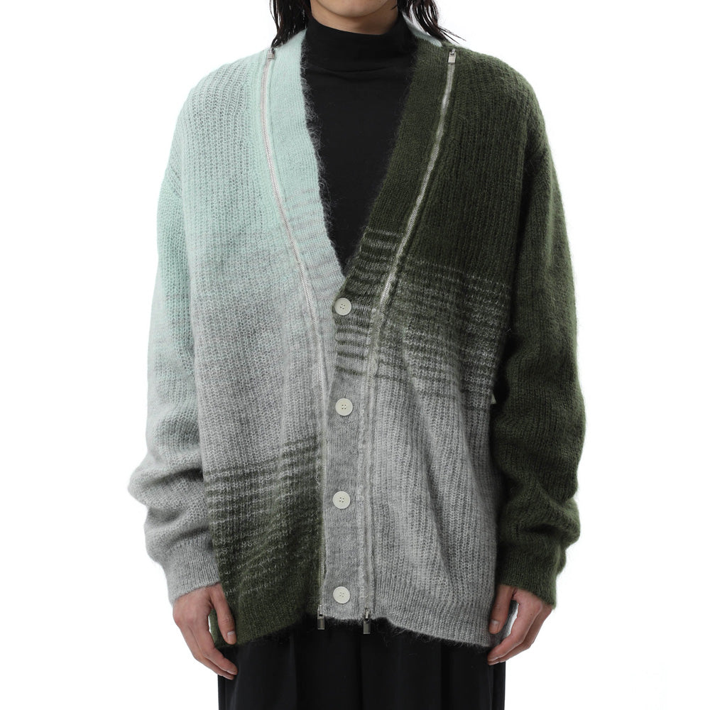 WO/NY MOHAIR GRADATION ZIP CARDIGAN
