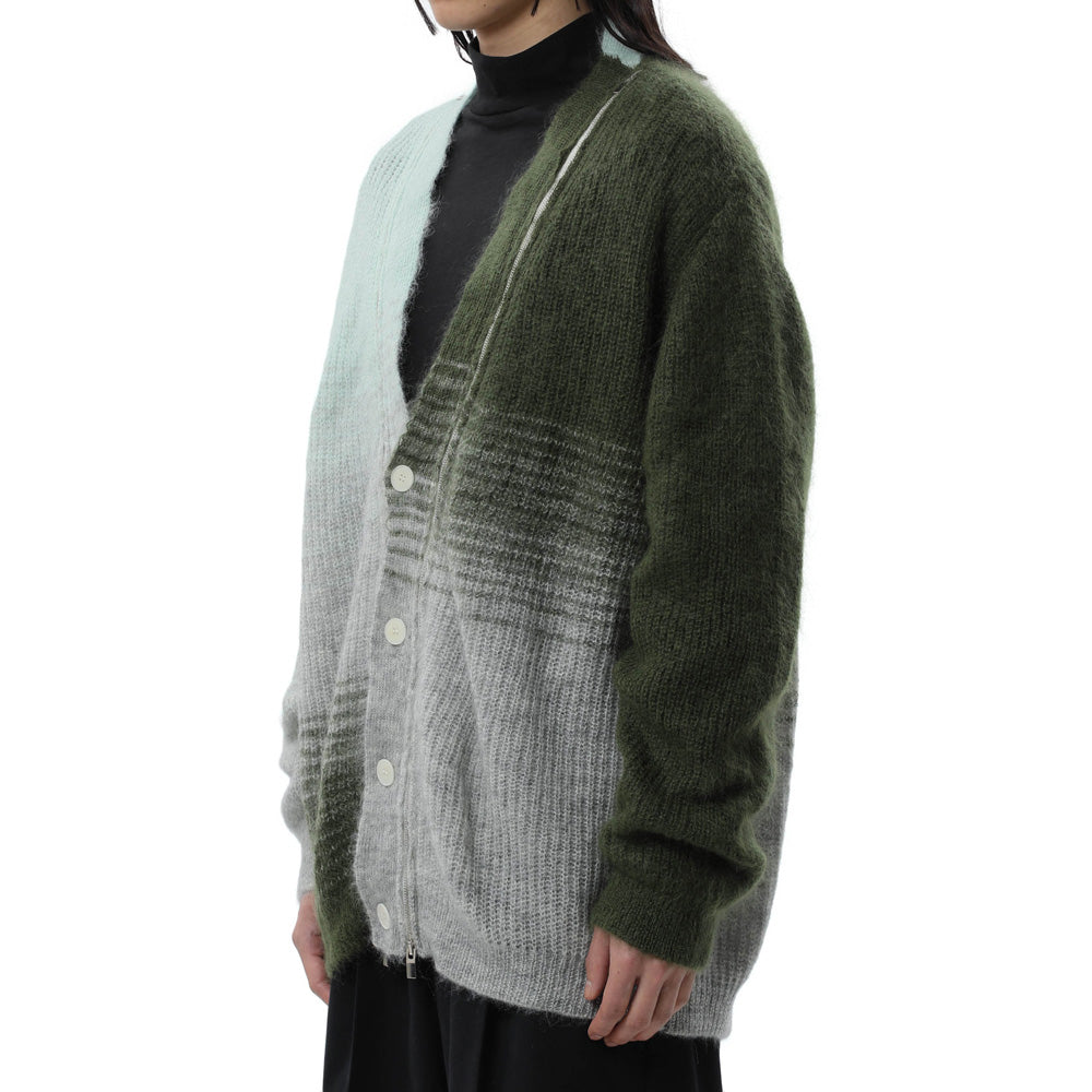WO/NY MOHAIR GRADATION ZIP CARDIGAN