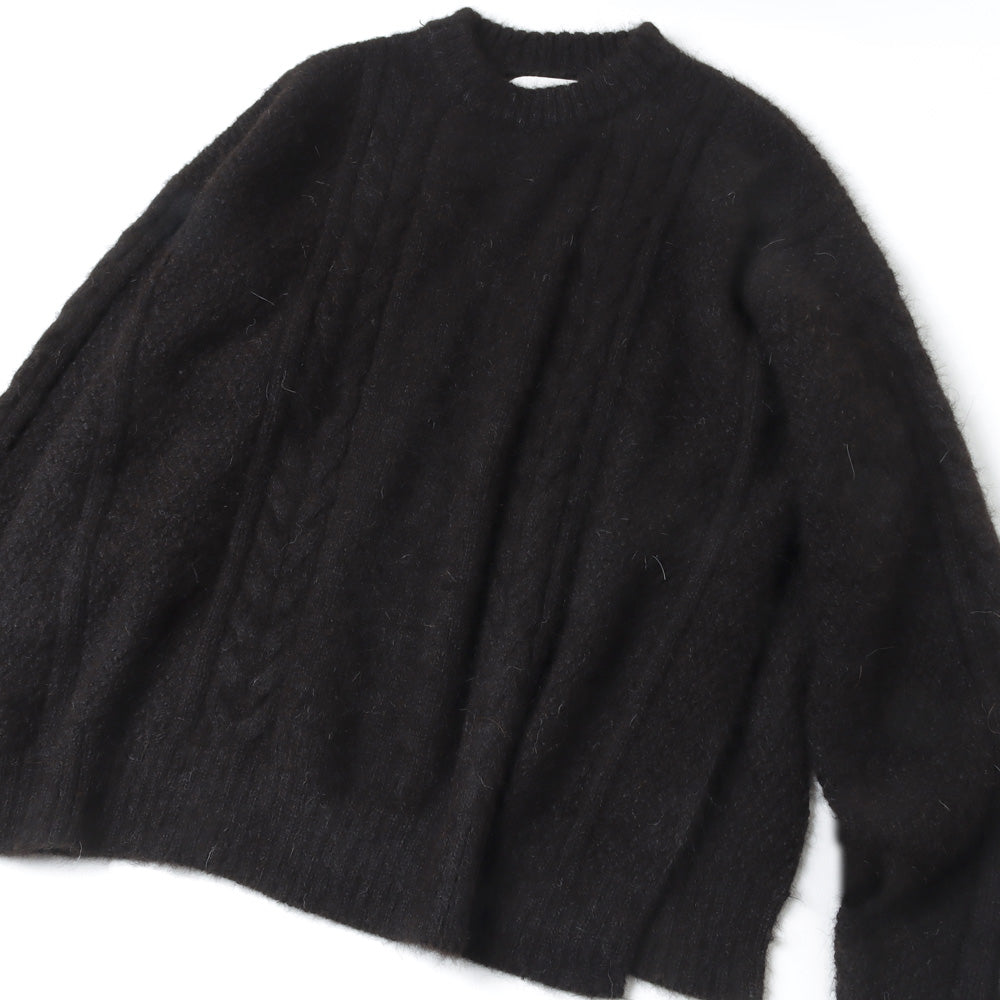 FISHERMAN CREW NECK JUMPER NATURAL COLOR ALPACA